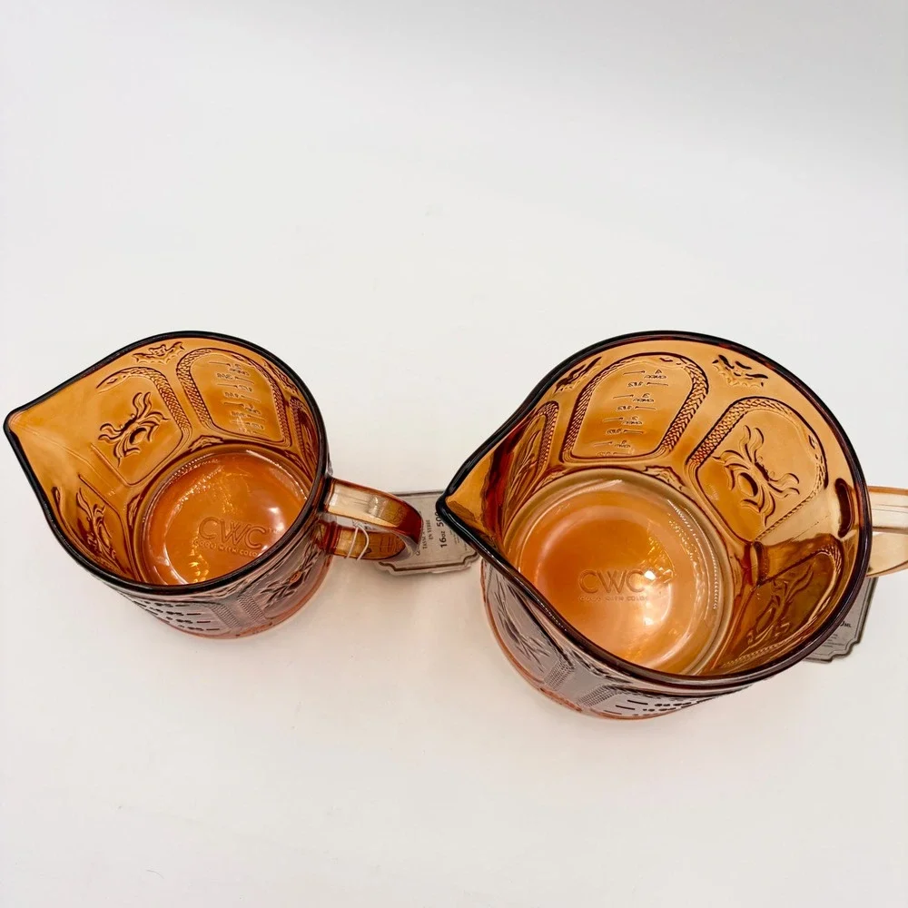 Cook With Color CWC Amber Glass Measuring Cup Set Spider Bat Snake Halloween